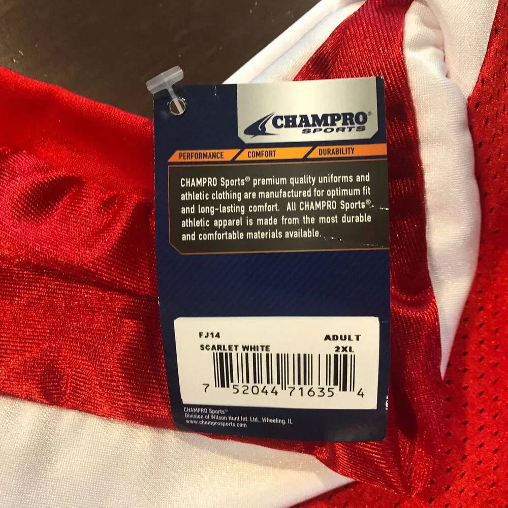 Champro Football Jersey 2XL Red White Breaker 70 Buck Buck 1974 New With Tags